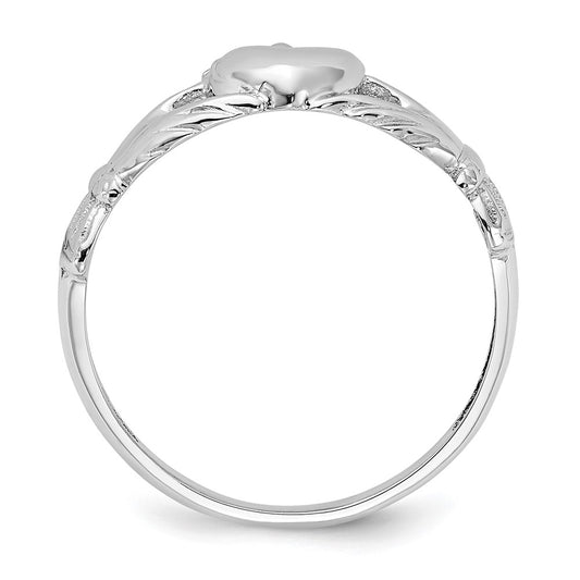 Shop Stylish 14K White Gold Claddagh Ring - Polished & Affordable Design
