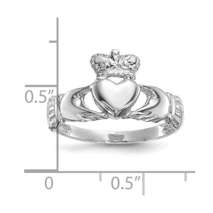 Shop Stylish 14K White Gold Claddagh Ring - Polished & Affordable Design-5