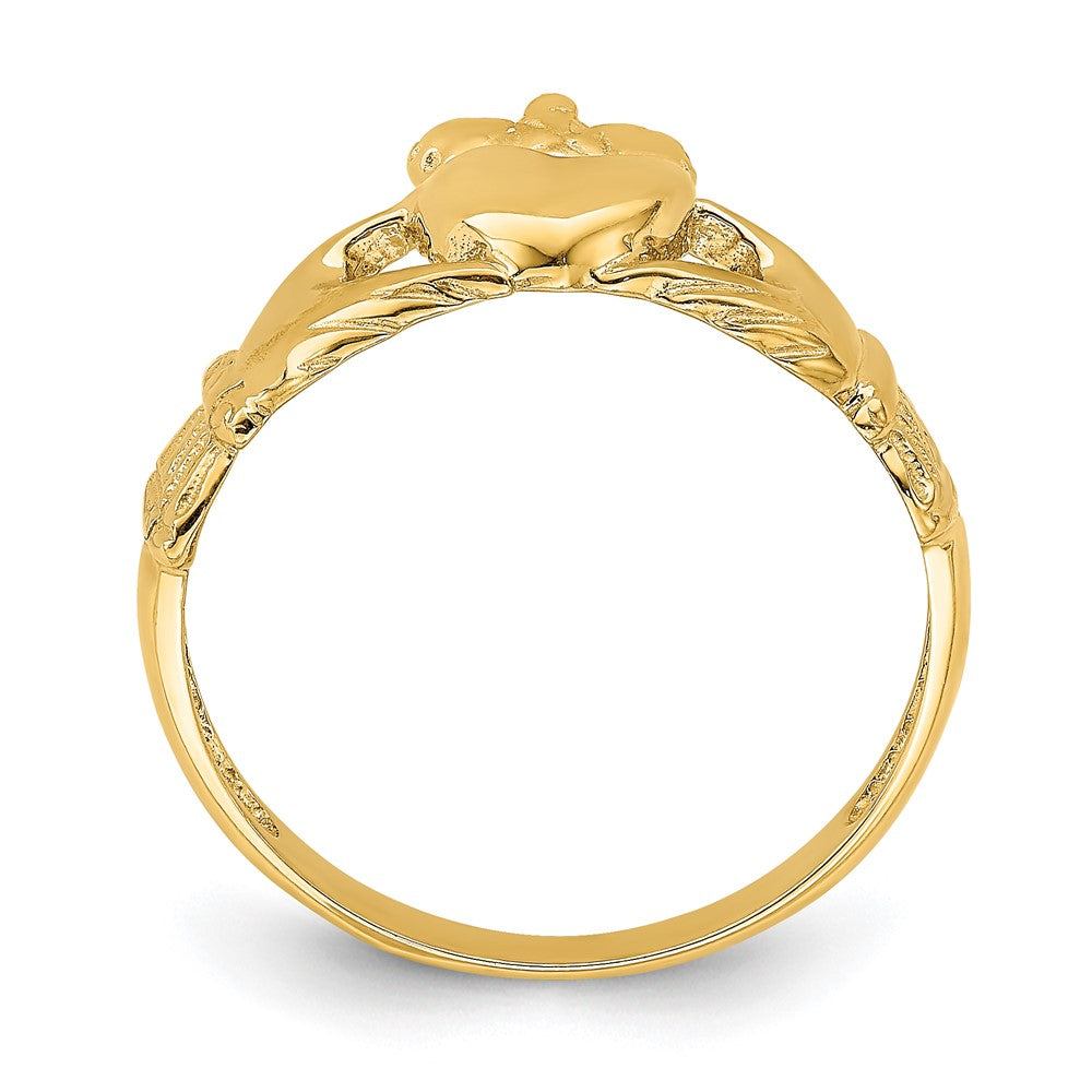 Buy Stylish 14K Gold Polished Claddagh Ring - Affordable Luxury Jewelry