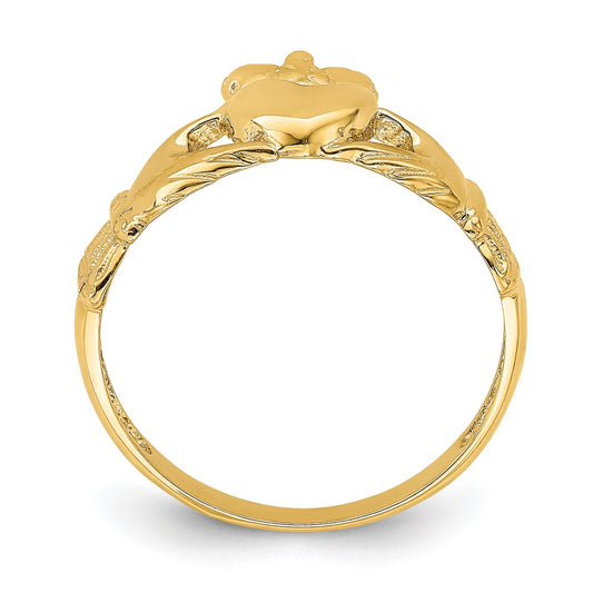 Buy Stylish 14K Gold Polished Claddagh Ring - Affordable Luxury Jewelry