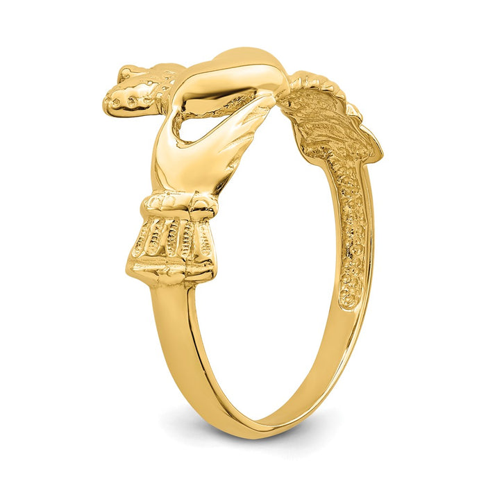 Buy Stylish 14K Gold Polished Claddagh Ring - Affordable Luxury Jewelry-6