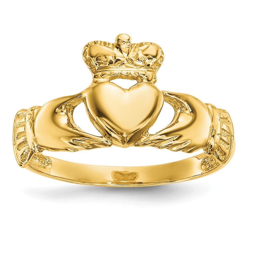 Buy Stylish 14K Gold Polished Claddagh Ring - Affordable Luxury Jewelry