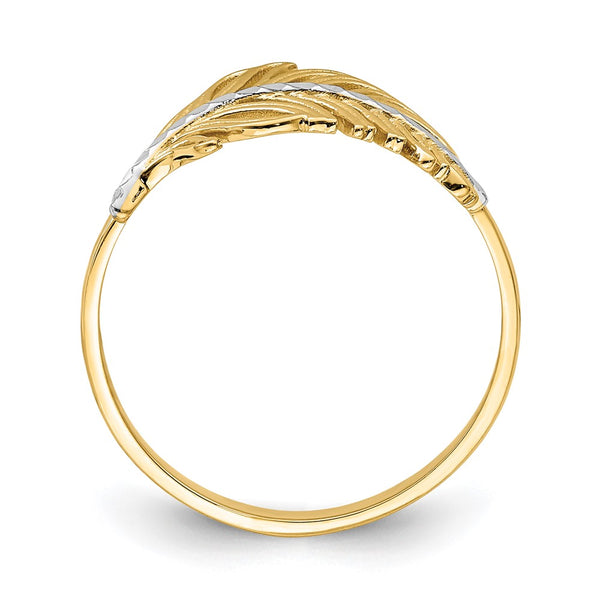 14K White Gold Feather Ring with Rhodium