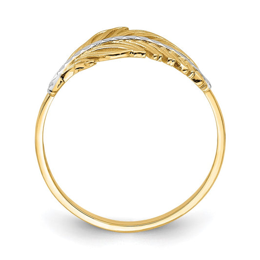 Shop Stylish 14K White Gold Feather Ring with Rhodium Finish - Luxury Design