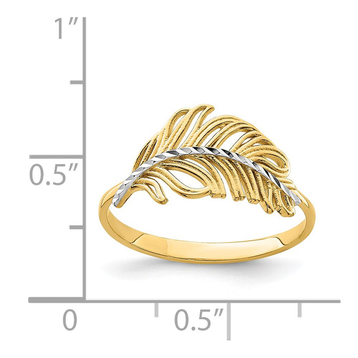 Shop Stylish 14K White Gold Feather Ring with Rhodium Finish - Luxury Design-4