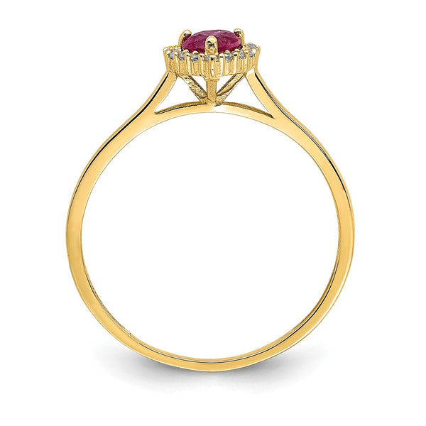 14K Gold Heart-Shaped Ring with Pink CZ - Gemstone