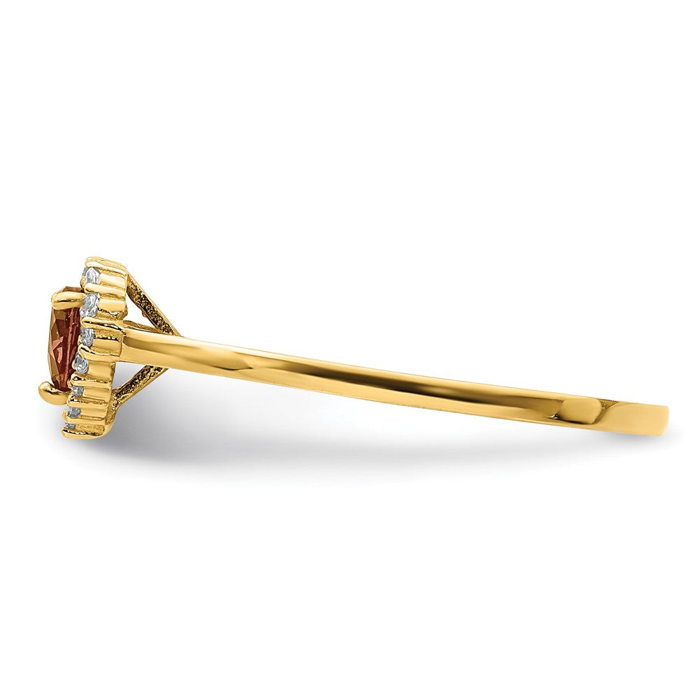 High-Quality 14K Gold Heart-Shaped Ring with Pink CZ - Stylish Gemstone Jewelry