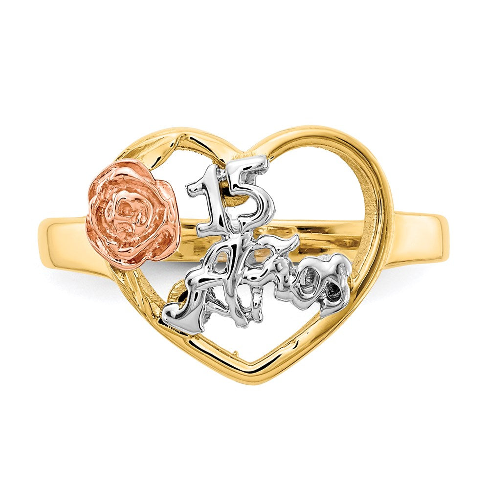 Exclusive 14K Tri-Color 15th Anniversary Ring - Stylish Luxury at Great Value