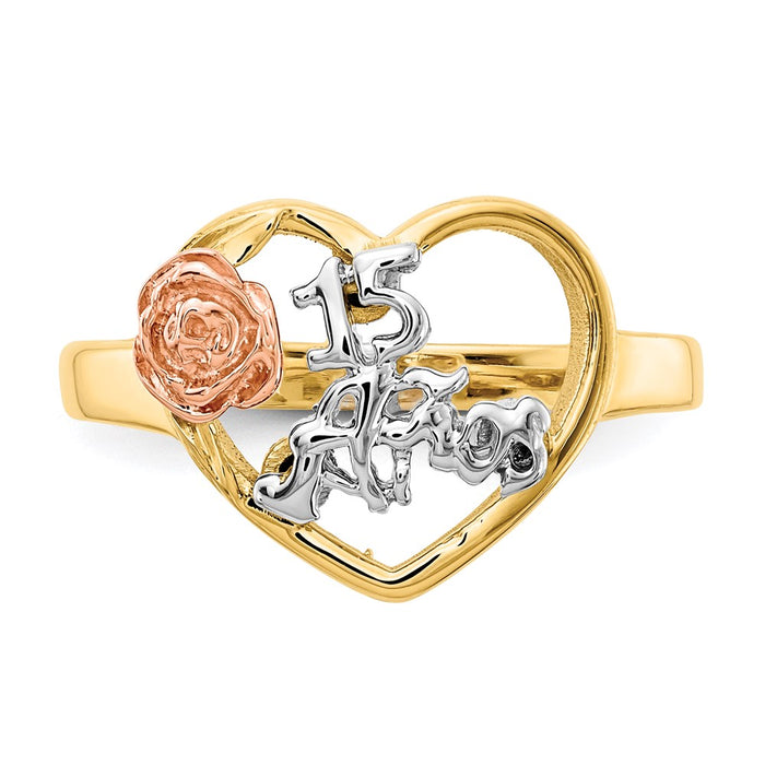 Exclusive 14K Tri-Color 15th Anniversary Ring - Stylish Luxury at Great Value-4