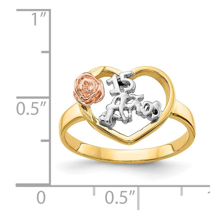 Exclusive 14K Tri-Color 15th Anniversary Ring - Stylish Luxury at Great Value-5