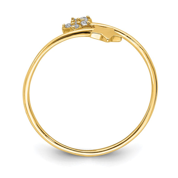 14K Yellow Gold Star Ring with Cubic Zirconia