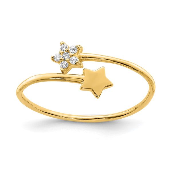 14K Yellow Gold Star Ring with Cubic Zirconia