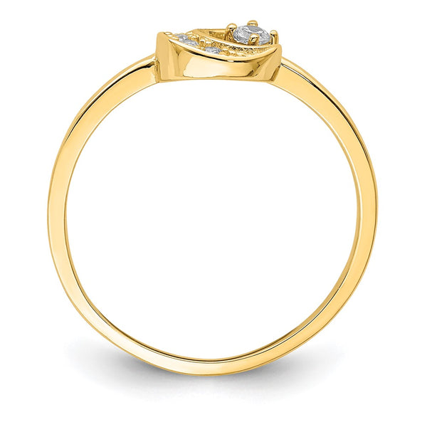 14K Gold Moon Ring with Cubic Zirconia