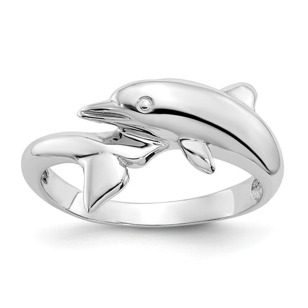 14K White Gold Dolphin-Shaped Ring