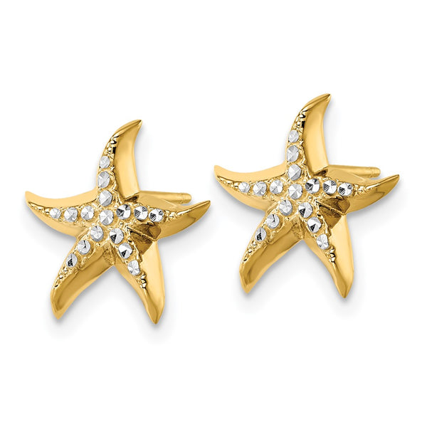 14K Gold & Rhodium Starfish Stud Earrings