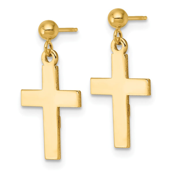 14K Gold Polished Cross Earrings - Style GR1-1017414
