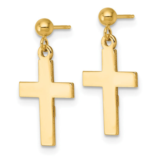 High-Quality 14K Gold Polished Cross Earrings - Stylish & Affordable Value!
