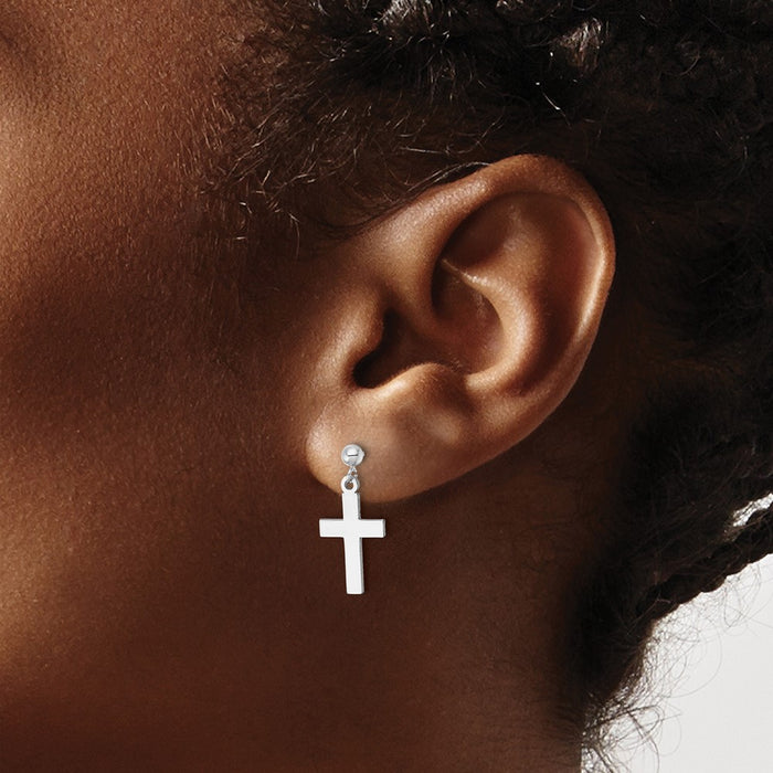 Shop Stylish Polished 14K White Gold Cross Earrings - Luxury at Affordable Prices-3