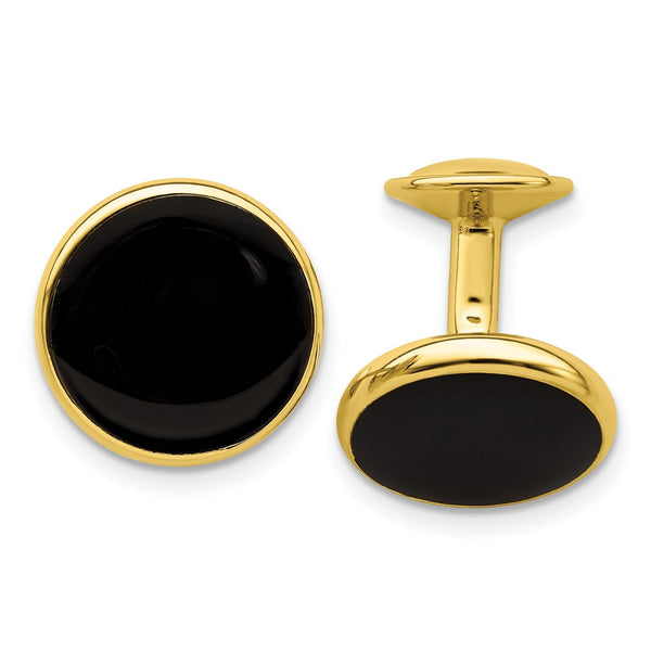 Kelly Waters Gold-Plated Cuff Links - Black Epoxy