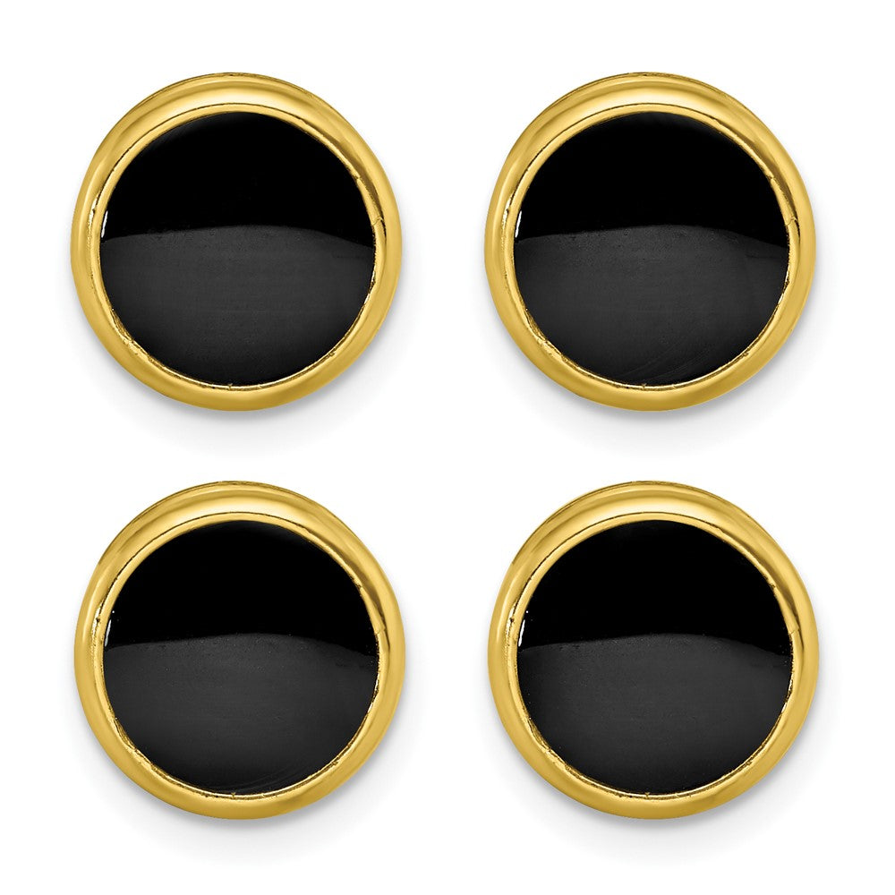 Buy Exclusive 4-Piece Gold-Plated Tuxedo Studs Set | Stylish Black Epoxy Design