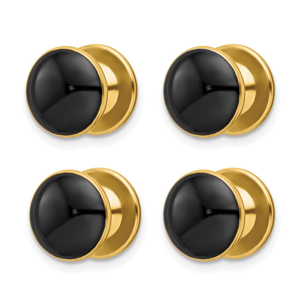 Buy Exclusive 4-Piece Gold-Plated Tuxedo Studs Set | Stylish Black Epoxy Design