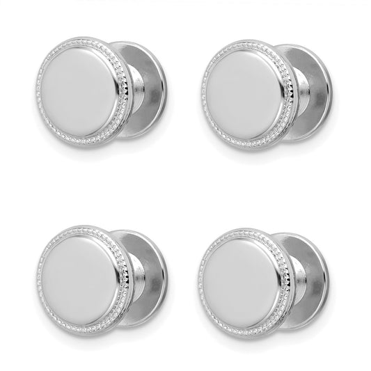 Exclusive Kelly Waters Rhodium-Plated Tuxedo Studs Set - 4 Stylish Pieces