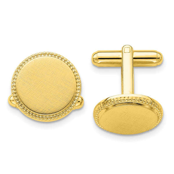 14K Gold-Plated Cufflinks - Satin Beaded