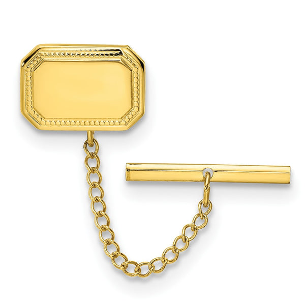 Gold-Plated Rectangle Tie Tac - .85mm, Safety Chain