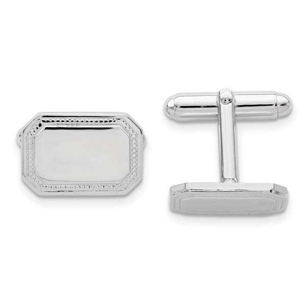 Rhodium-Plated Engravable Cuff Links - Rectangle