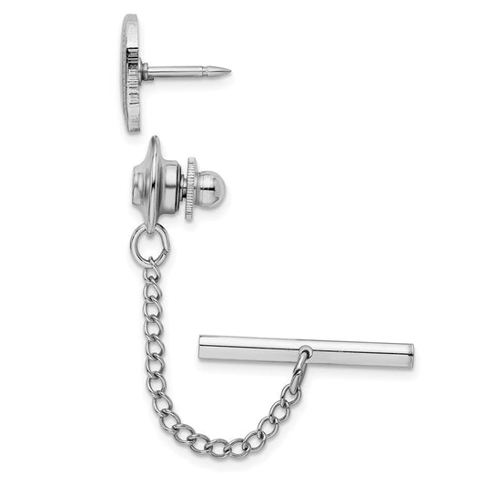 Exclusive Rhodium-Plated Rectangle Tie Tac - Engravable Design, Stylish Value