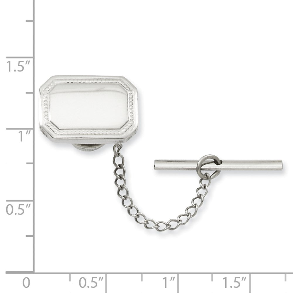 Exclusive Rhodium-Plated Rectangle Tie Tac - Engravable Design, Stylish Value