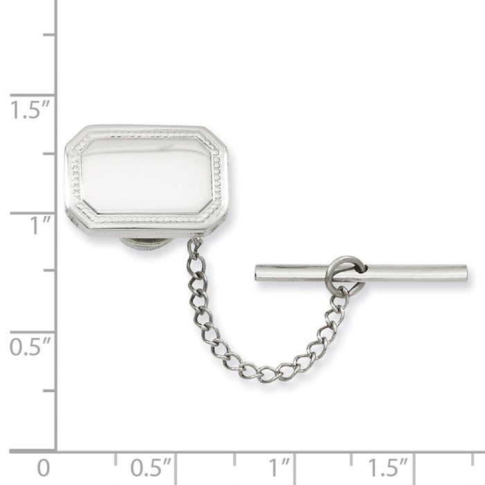 Exclusive Rhodium-Plated Rectangle Tie Tac - Engravable Design, Stylish Value-3