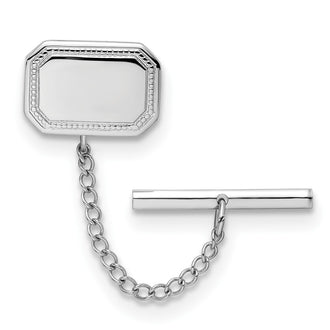 Exclusive Rhodium-Plated Rectangle Tie Tac - Engravable Design, Stylish Value