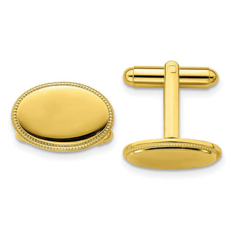 Buy Exclusive Gold-Plated Polished Beaded Oval Cuff Links - Stylish & Affordable!