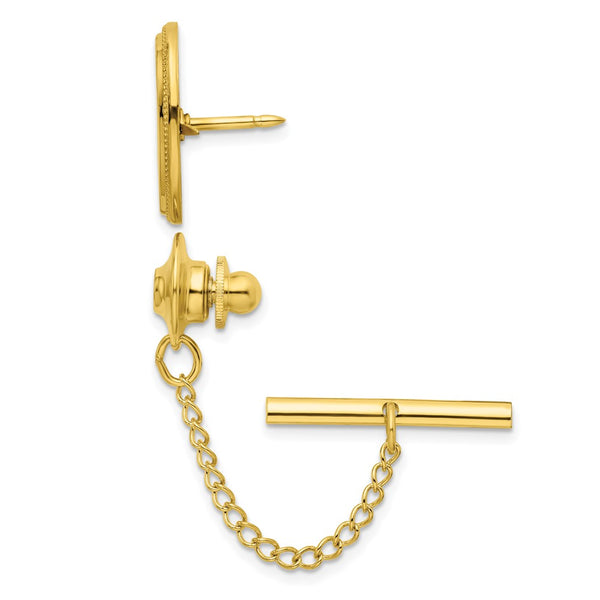 Gold-Plated Oval Beaded Tie Tac 14K, Engravable