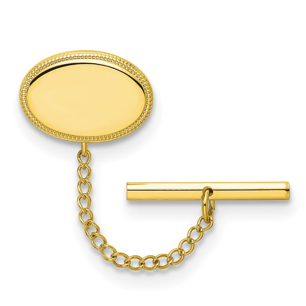 Gold-Plated Oval Beaded Tie Tac 14K, Engravable
