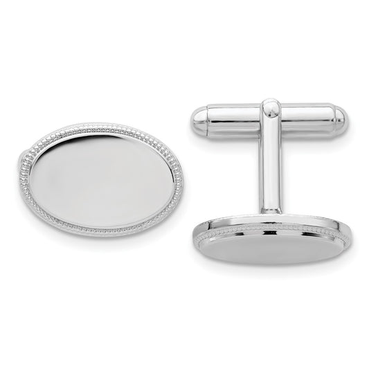 Buy Exclusive Rhodium-Plated Polished Beaded Cuff Links - Stylish & Engravable