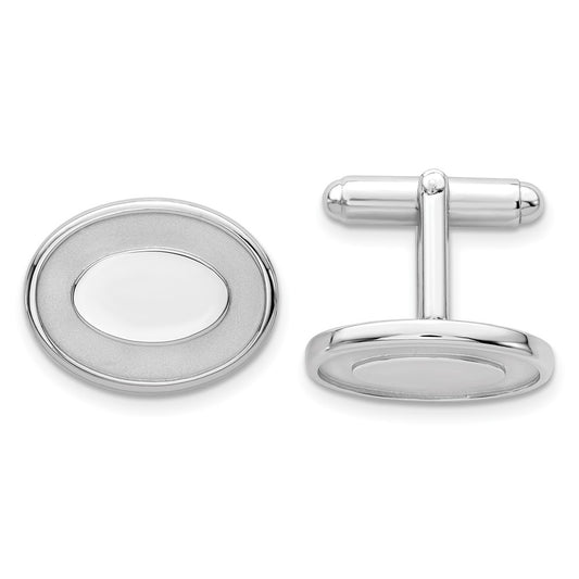 High-Quality Rhodium-Plated Oval Cuff Links - Stylish & Engravable Design