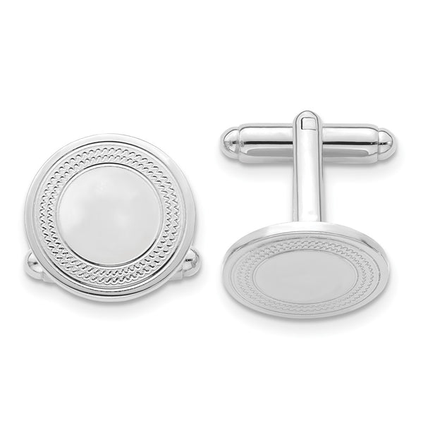 Rhodium-Plated Round Cuff Links