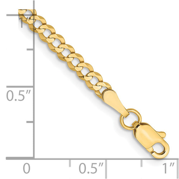 14K Gold Flat Cuban Bracelet - 3.1mm Lightweight