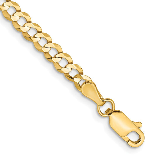 Shop Stylish 14K Gold 7-Inch Flat Cuban Bracelet - 3.7mm Lightweight Value!