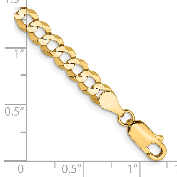 14K Gold Lightweight Flat Cuban Bracelet, 4.7mm