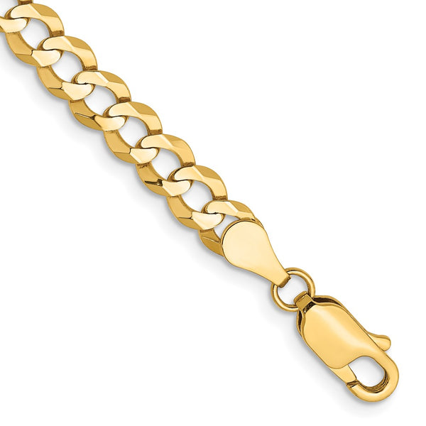 14K Gold Lightweight Flat Cuban Bracelet, 4.7mm