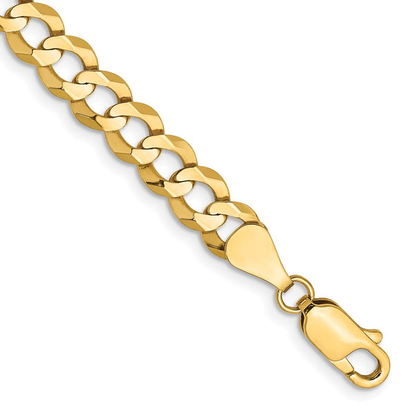 14K Gold Flat Cuban Bracelet, 5.9mm Links, Lightweight