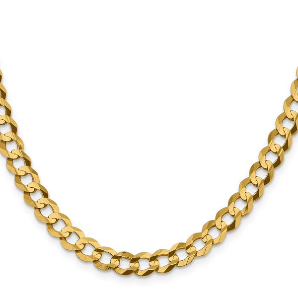 14K Gold 7.2mm Flat Cuban Chain - Lightweight