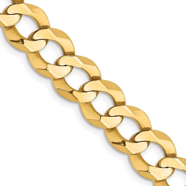 14K Gold Flat Cuban Chain - 9.4mm Lightweight