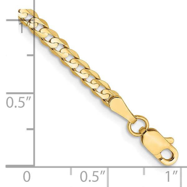 14K Gold 3mm Open Concave Curb Bracelet