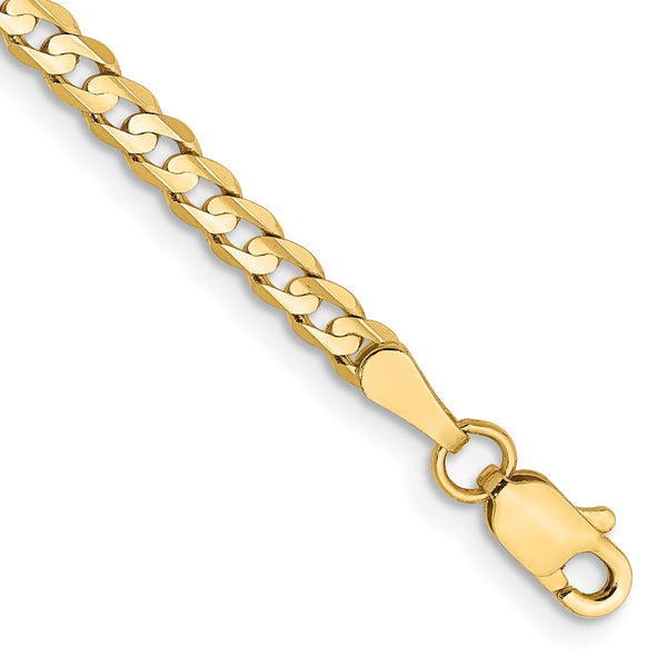 14K Gold 3mm Open Concave Curb Bracelet