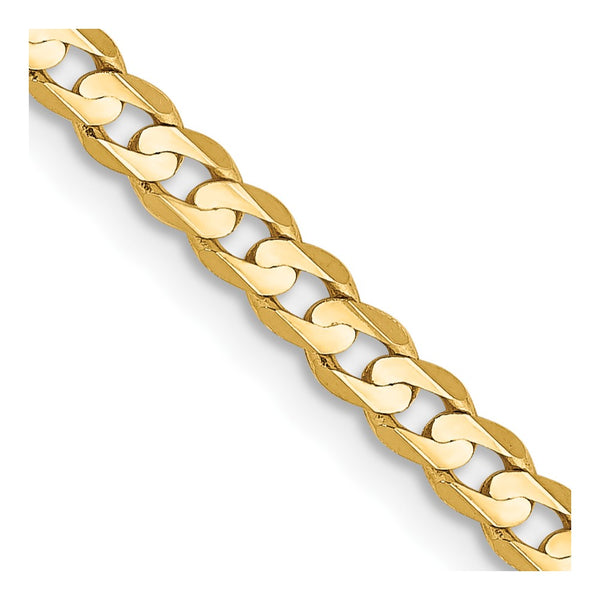 14K Gold 26-Inch Open Concave Curb Chain