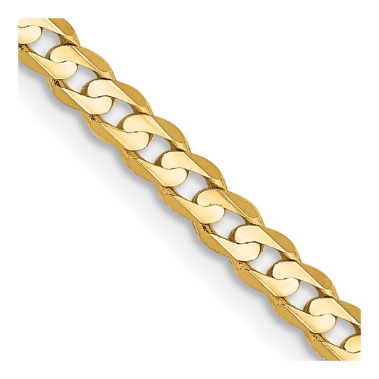 Exclusive 14K Gold 24-Inch 3mm Open Concave Curb Chain - Stylish Luxury Accessory